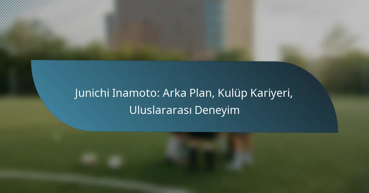 Junichi Inamoto: Arka Plan, Kulüp Kariyeri, Uluslararası Deneyim