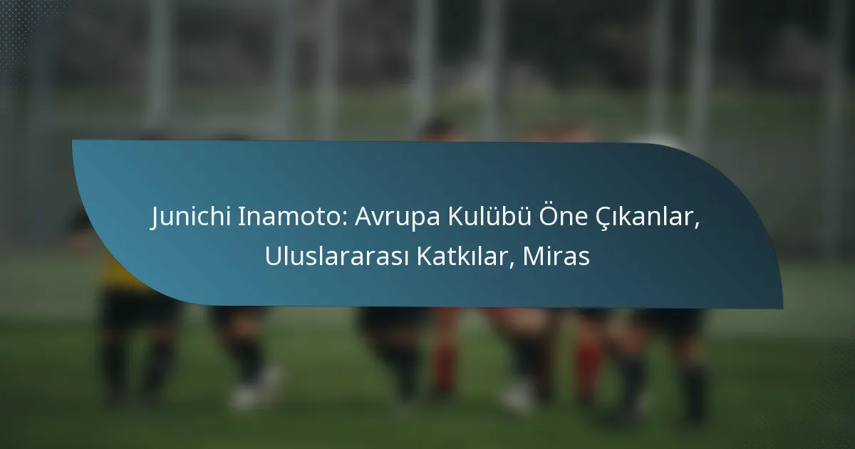 Junichi Inamoto: Avrupa Kulübü Öne Çıkanlar, Uluslararası Katkılar, Miras