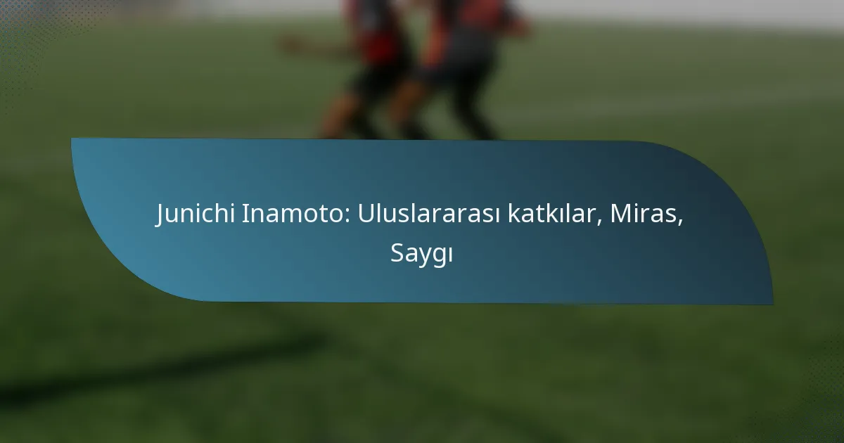 Junichi Inamoto: Uluslararası katkılar, Miras, Saygı