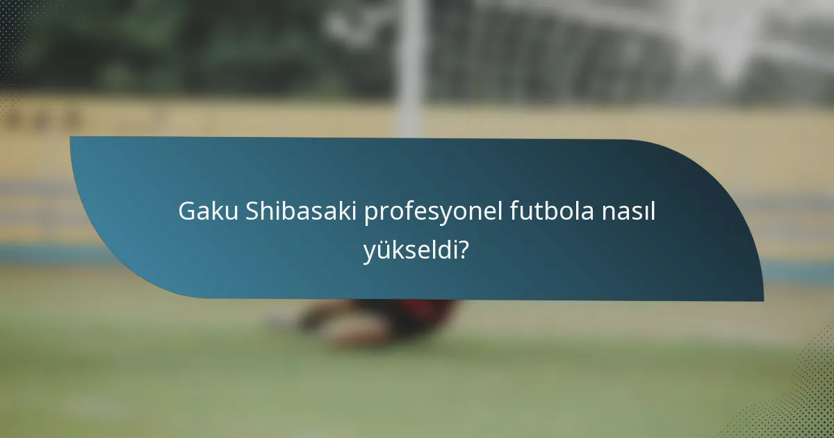 Gaku Shibasaki profesyonel futbola nasıl yükseldi?